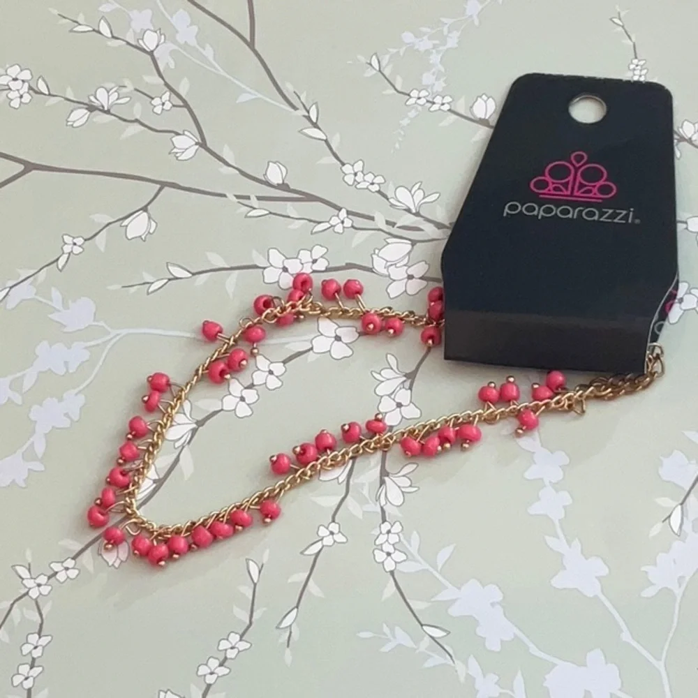 ❄️ Paparazzi | Pink and Gold Anklet Falling Blossoms Beach Bohemian